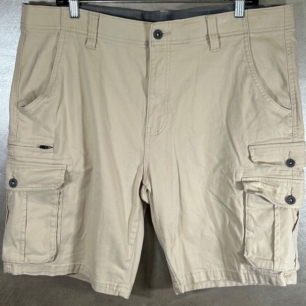 Iron Co Mens Cargo Shorts 38 Khaki Tan Stretch Multi Pocket Utility Hiking Short